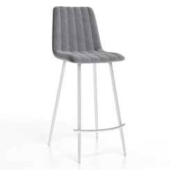 Стул барный Тибо (каркас Барный белый нубук коллекции Lamb серый)